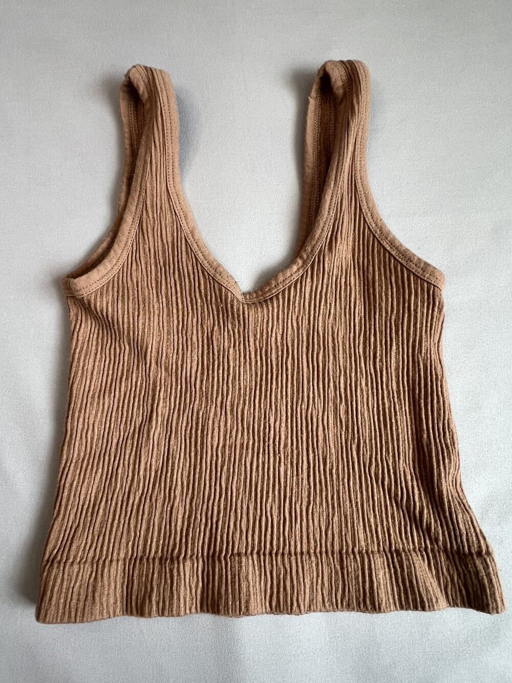 UO Out From Under Drew Seamless Ribbed Cami Top Rust Brown Sz Small Stretchy